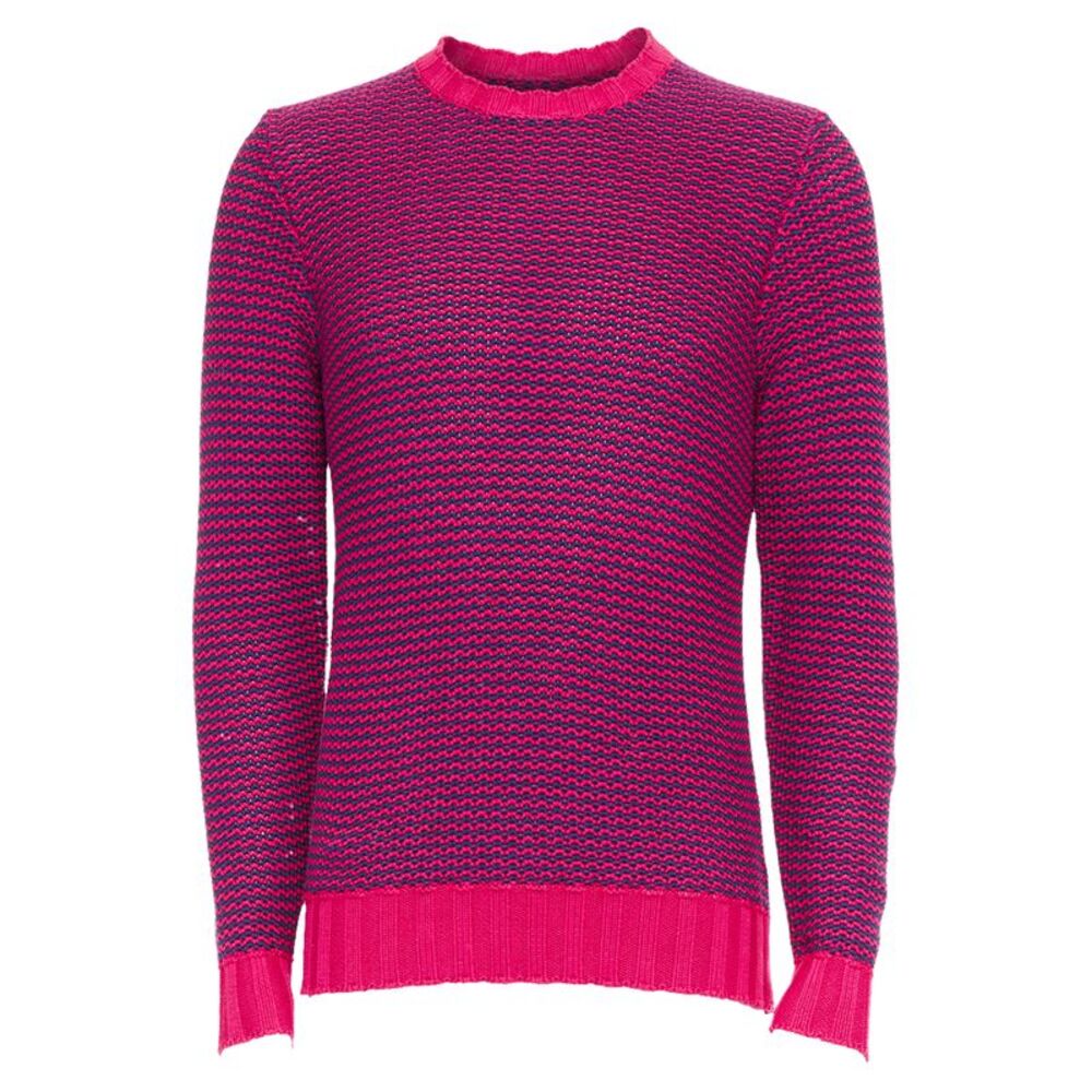 DRUMOHR pink violet cotton knit scallop collar crew sweater IT48 M